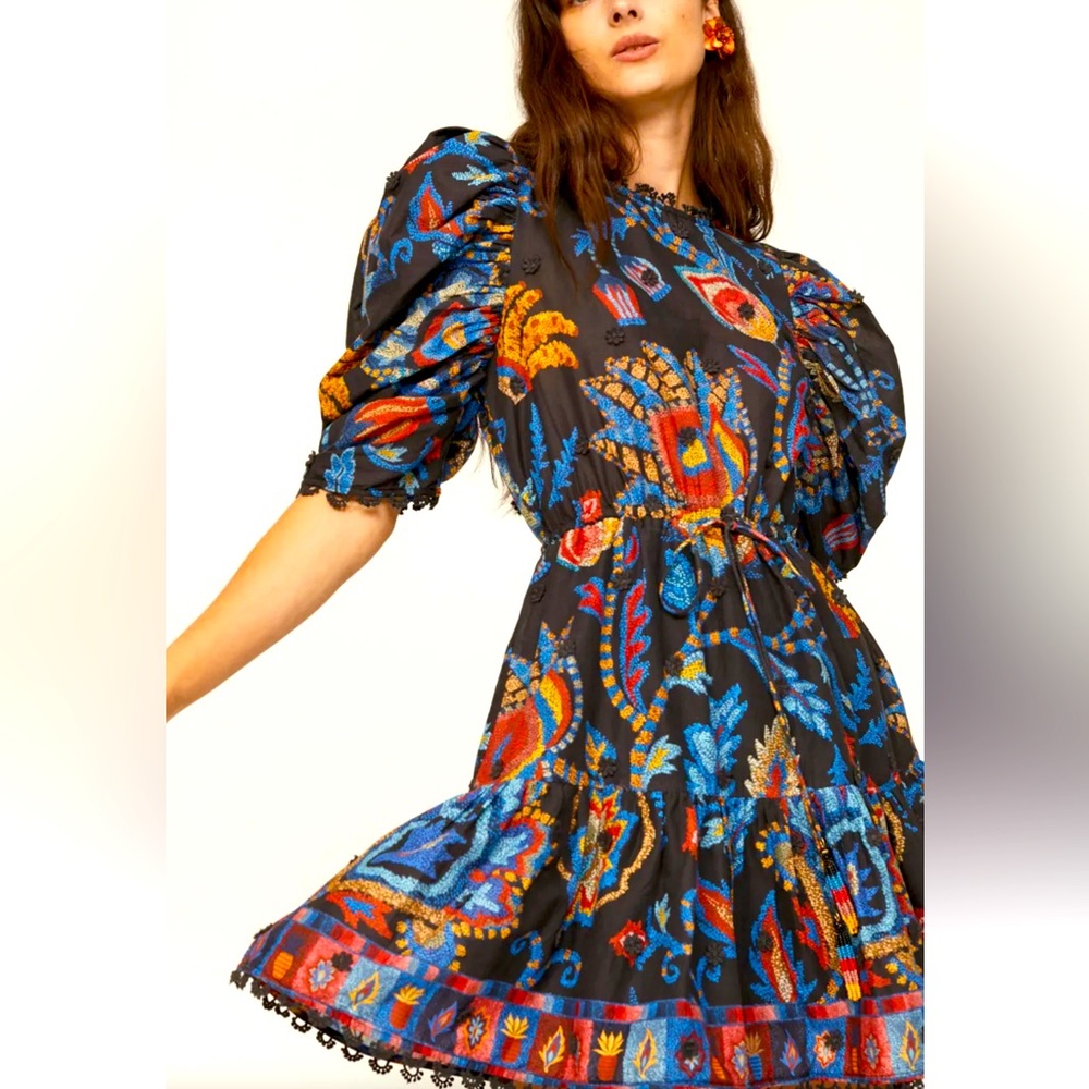 FARM RIO “Sunset tapestry” mini dress